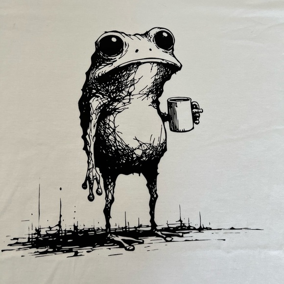 Unisex White T-Shirt with Frog Graphic - Picture 2 of 4